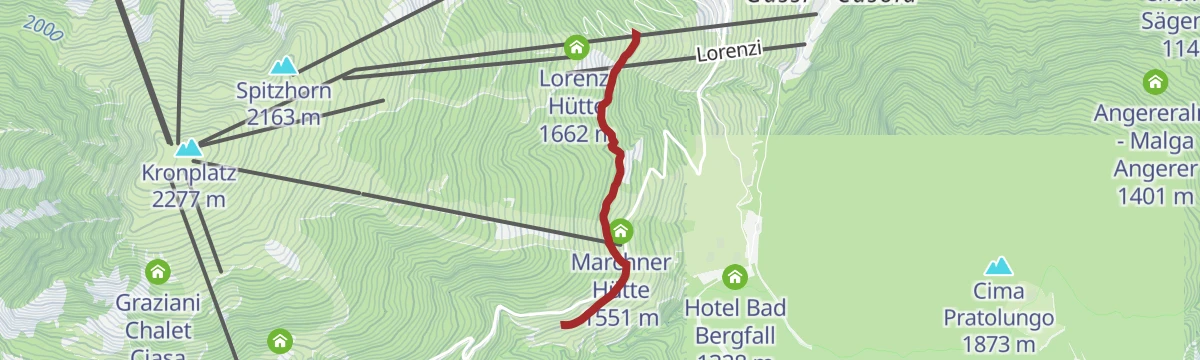 Route map: Oberegger hut - Trattes